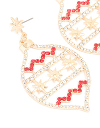 Gold Diamante Ornament Drop Earrings - link has visual effect only