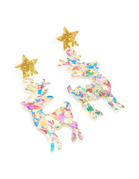 Acrylic Glitter Star Reindeer Drop Earrings - link has visual effect only