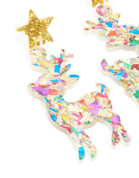 Acrylic Glitter Star Reindeer Drop Earrings - link has visual effect only