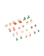 Gold Diamante Bow Drop & Santa Earrings 12-Pack