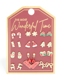 Gold Stamped Bow & Reindeer Earrings 12-Pack - link has visual effect only