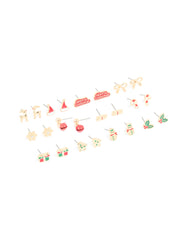 Gold Stamped Bow & Reindeer Earrings 12-Pack
