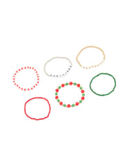 Multicoloured Beaded Festive Stretch Bracelets 5-Pack