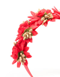 Red Fabric Poinsettia Floral Headband - link has visual effect only