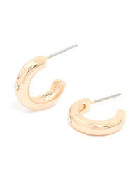 Gold Diamante Star Centre Bubble Huggie Earrings - link has visual effect only