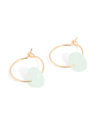 Gold Blue Beaded Rondell Hoop Earrings - link has visual effect only