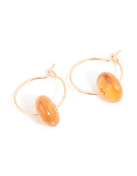 Gold Orange Beaded Rondell Hoop Earrings - link has visual effect only