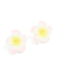 White & Yellow Frangipani Flower Stud Earrings - link has visual effect only