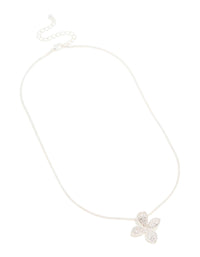 Silver Diamante Pave 3D Flower Snake Chain Necklace - link has visual effect only