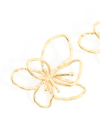 Waterproof Gold Plated Stainless Steel Flower Outline Stud Earrings - link has visual effect only
