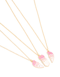 Kids Gold Pink BFF Heart Necklaces 3-Pack - link has visual effect only