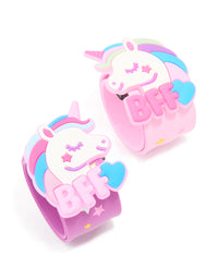 Kids Pink & Purple BFF Unicorn Slap Band Pack - link has visual effect only