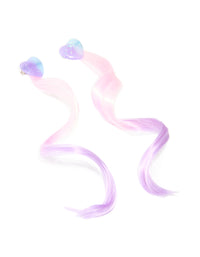 Kids Pink & Purple Faux Hair Heart Clips Pack - link has visual effect only