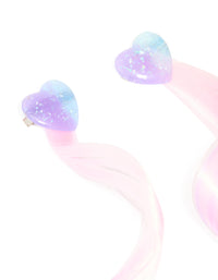 Kids Pink & Purple Faux Hair Heart Clips Pack - link has visual effect only