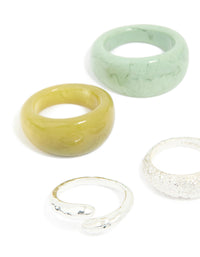 Silver & Green Acrylic Bubble Stacking Rings 5-Pack - link has visual effect only