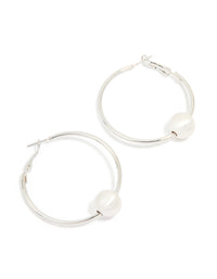 Silver Smooth Ball Centre Hoop Earrings - link has visual effect only