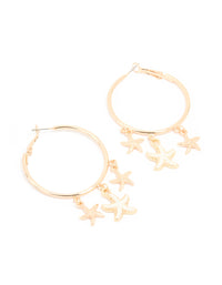 Gold Starfish Hoop Earrings - link has visual effect only