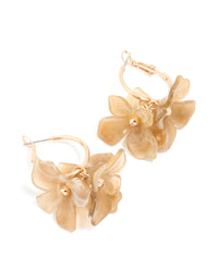 Gold 3D Flower Hoop Earrings - link has visual effect only
