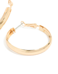 Gold Medium Flat Smooth Hoop Earrings - link has visual effect only