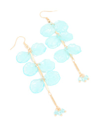 Gold Blue Acrylic Petal Drop Earrings - link has visual effect only