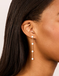 Gold Pearls Station Drop Earrings - link has visual effect only