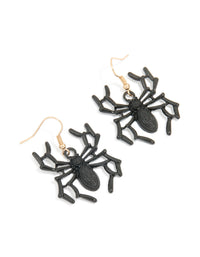 Gold Black Spider Drop Earrings - link has visual effect only