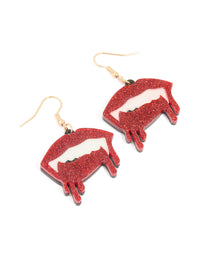 Gold Red Devil Mouth Blood Drop Earrings - link has visual effect only