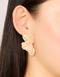 Gold Flower Fan Stud Earrings - link has visual effect only