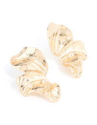 Gold Flower Fan Stud Earrings - link has visual effect only