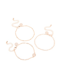 Rose Gold Diamante Circle & Chain Bracelets 3-Pack - link has visual effect only
