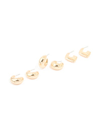 Gold Mixed Teardrop Hoop Earrings 3-Pack - link has visual effect only