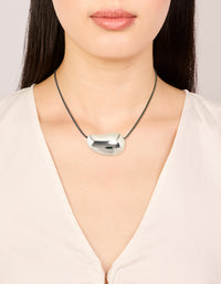 Silver Pebble Cord Medium Pendant Necklace - link has visual effect only