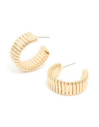 Gold Textured Watch Strap Style Hoop Earrings - link has visual effect only