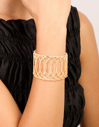 Gold Thick Layered Circle Design Wrist Cuff - link has visual effect only
