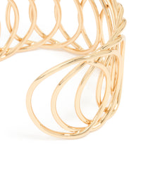 Gold Thick Layered Circle Design Wrist Cuff - link has visual effect only