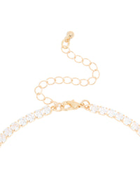 Gold Cubic Zirconia Tennis Necklace & Classic Stud Earrings Set - link has visual effect only