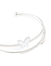 Silver Cubic Zirconia Butterfly Wrist Cuff - link has visual effect only