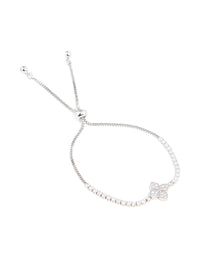 Silver Cubic Zirconia 4-Petal Flower Toggle Bracelet - link has visual effect only
