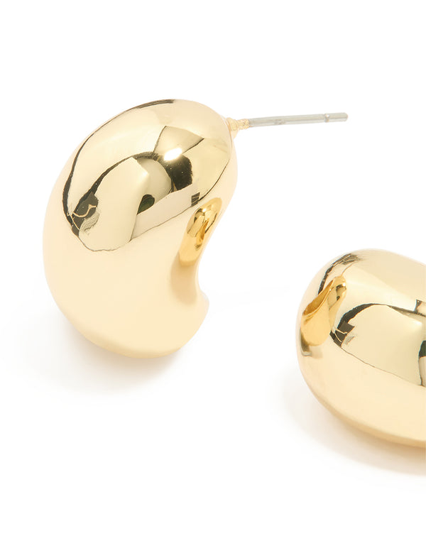 Gold Plated Brass Pebble Large Hoop Earrings