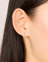 Gold Plated Brass Cubic Zirconia Pavé Pebble Stud Earrings - link has visual effect only