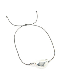 Silver Plated Pebble Cord Large Pendant Necklace - link has visual effect only