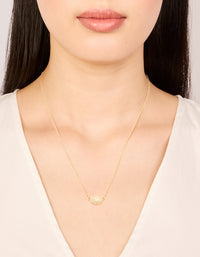 Gold Plated Cubic Zirconia Small Pebble Pendant Necklace - link has visual effect only