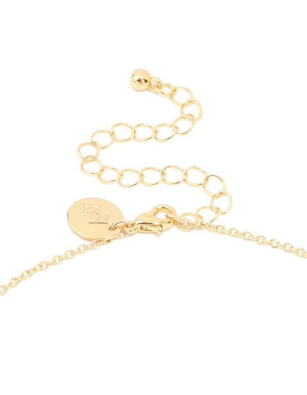 Gold Plated Cubic Zirconia Small Pebble Pendant Necklace