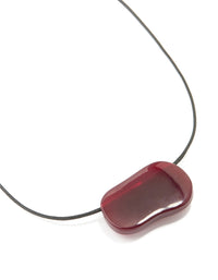 Burgundy Acrylic Large Pebble Cord Pendant Necklace - link has visual effect only