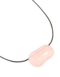 Pink Acrylic Pebble Large Cord Pendant Necklace - link has visual effect only