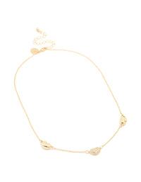 Gold Plated Cubic Zirconia Triple Pebble Pendant Necklace - link has visual effect only