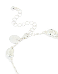 Silver Plated Brass  Cubic Zirconia Pebble Charm Bracelet - link has visual effect only