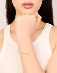 Gold Plated Brass Cubic Zirconia Single Pebble Bracelet - link has visual effect only