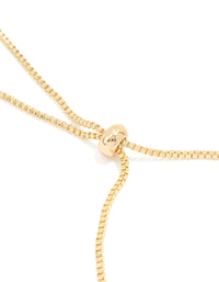 Gold Plated Brass Cubic Zirconia Pebble Chain Link Toggle Bracelet - link has visual effect only