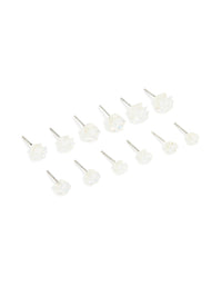 Silver Multi-Shape Cubic Zirconia Stud Earrings 6-Pack - link has visual effect only